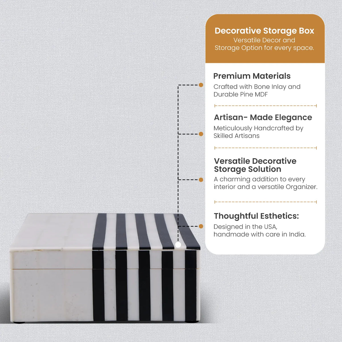 Mono Lead Black & White Resin Inlay Storage Box | 7 Sizes