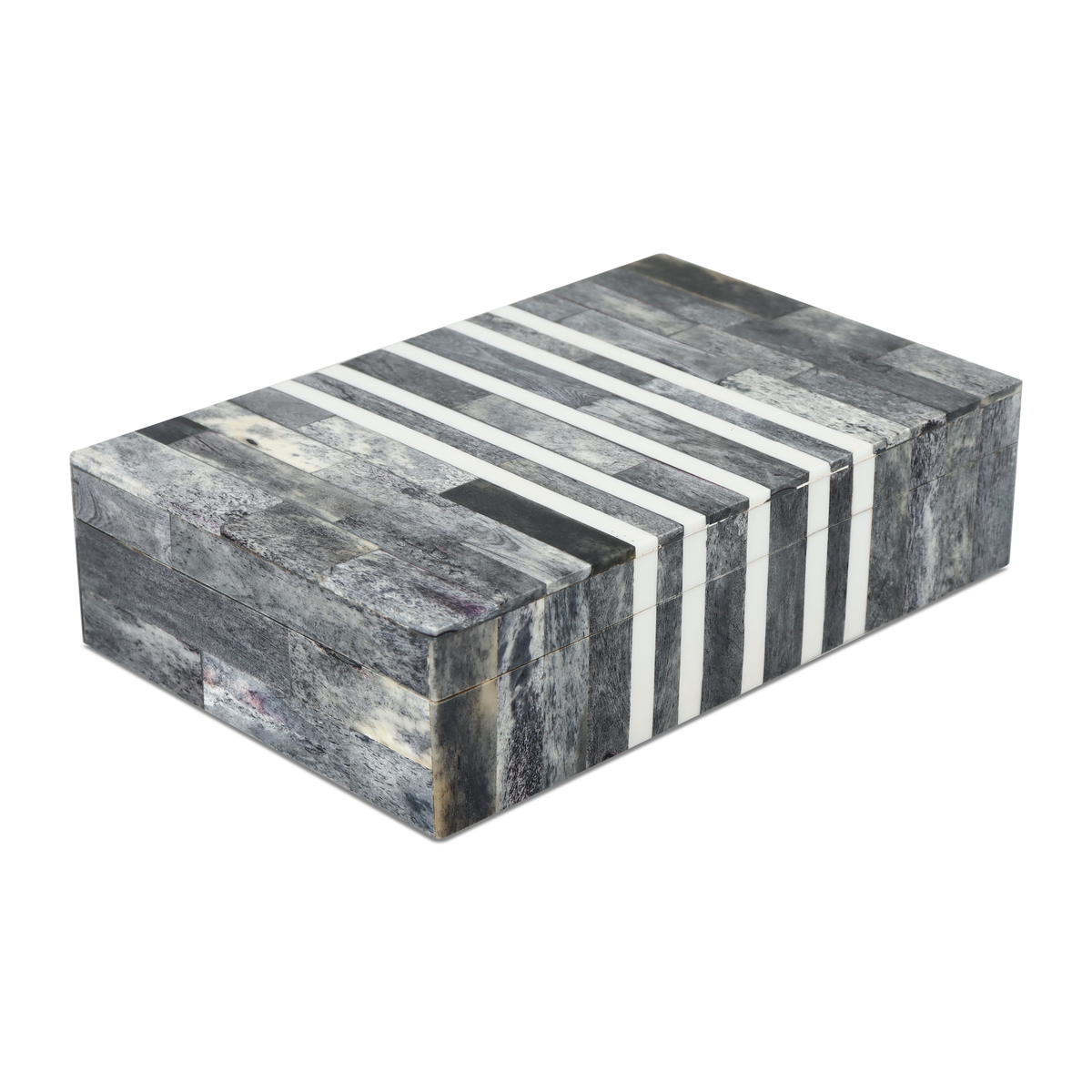 Grey bone and resin inlay storage box, patisserie cafe pattern