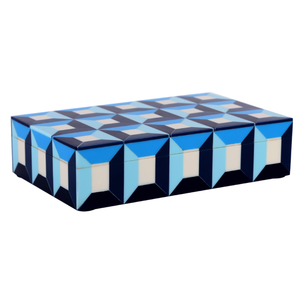 Modern blue resin inlay storage box