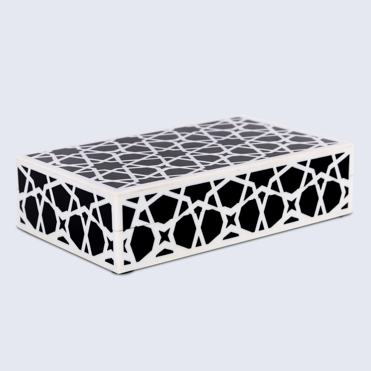 Zellij Black & White Resin Inlay Storage Box | 7 Sizes