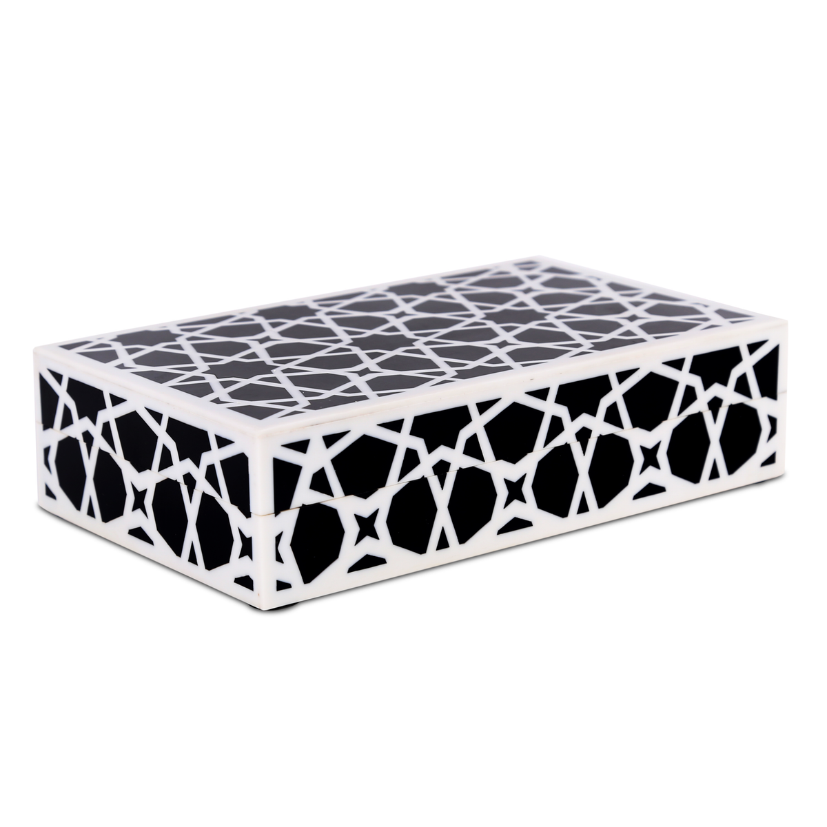 Zellij black and white resin inlay storage box