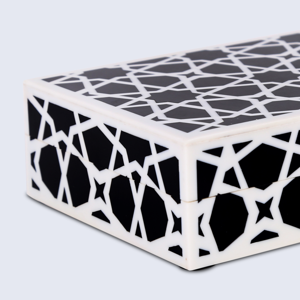 Zellij Black & White Resin Inlay Storage Box | 7 Sizes