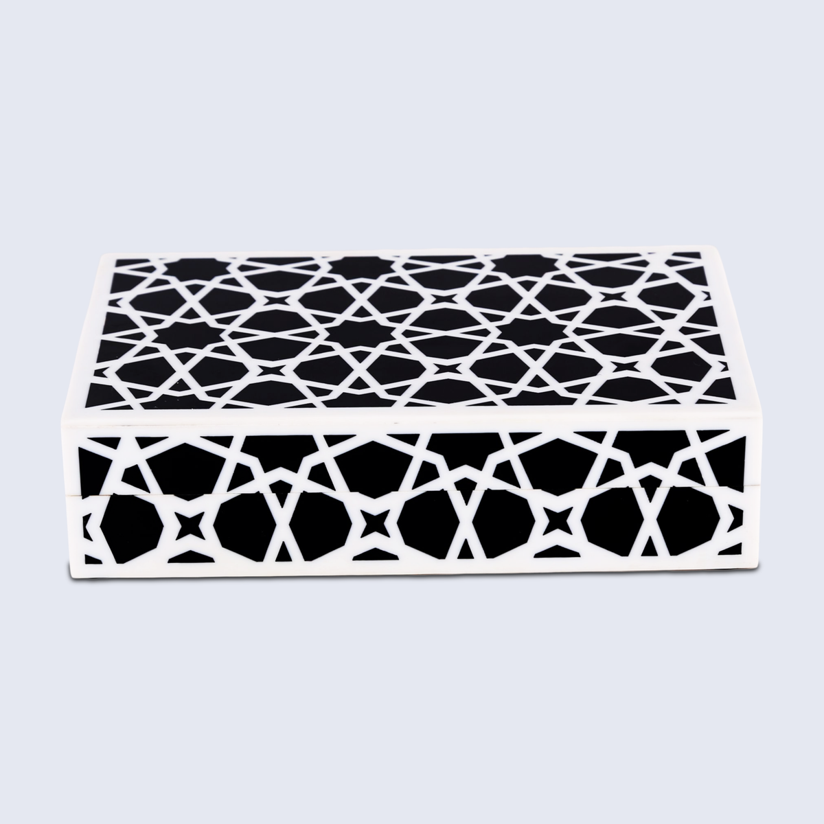 Zellij Black & White Resin Inlay Storage Box | 7 Sizes