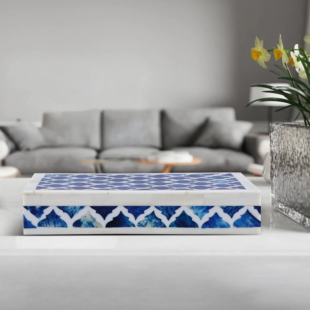 Patisserie Classic Indigo Bone & Resin Inlay Storage Box | 7 Sizes