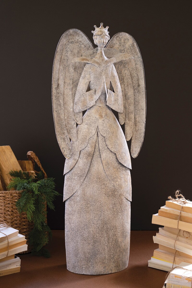 Rustic Metal Christmas Angel Figurine