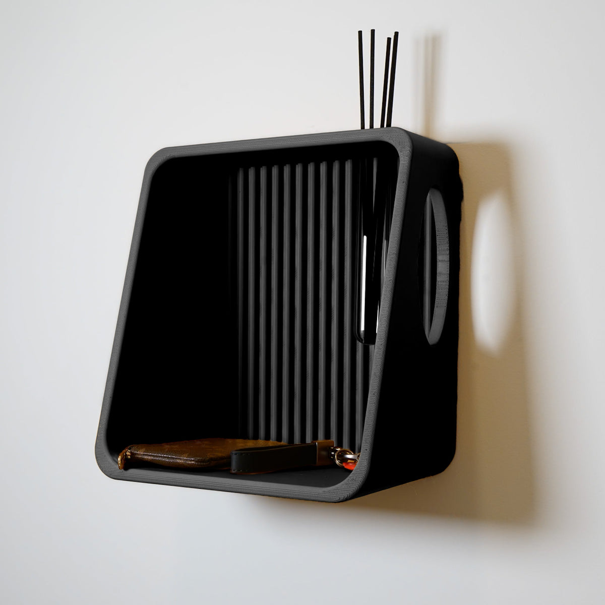 Modern Ribbed Floating Wall Shelf