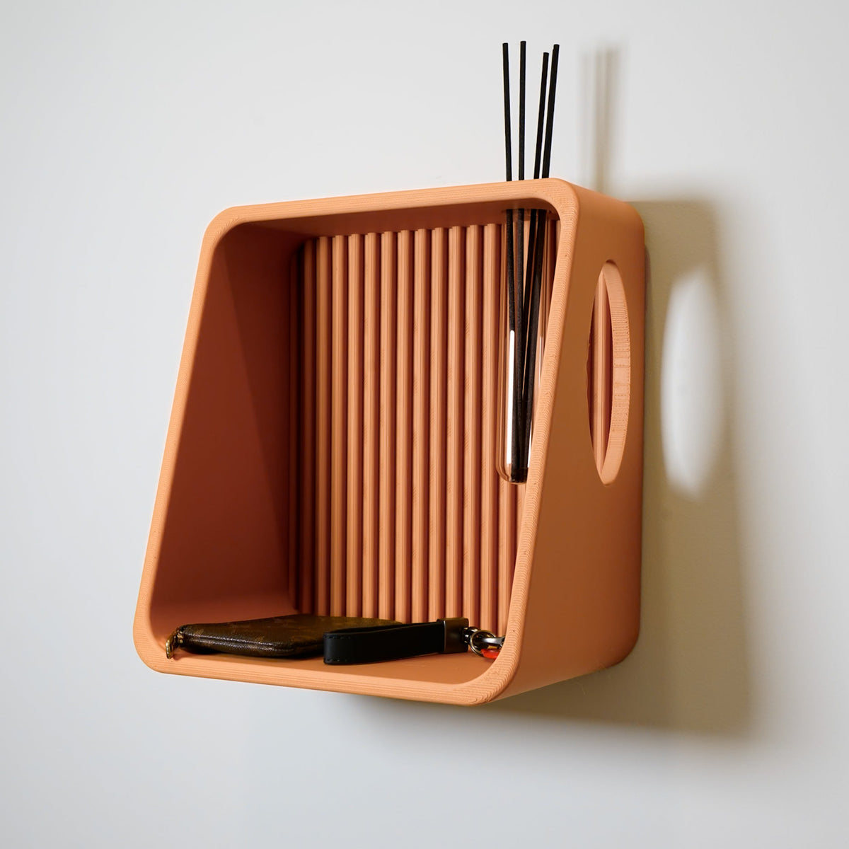 Modern Ribbed Floating Wall Shelf
