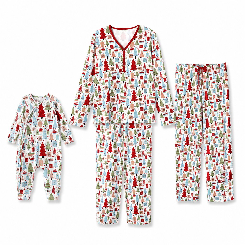 Christmas Tree Family Matching Bamboo Pajamas – Women, Kids & Baby