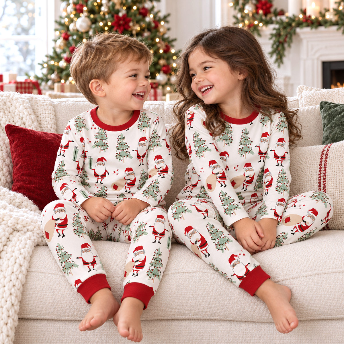 Kids' Santa Bamboo Christmas Pajama Set – Family Matching