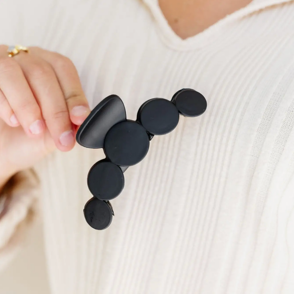 Black Circles Large Claw Clip, 4 Inch