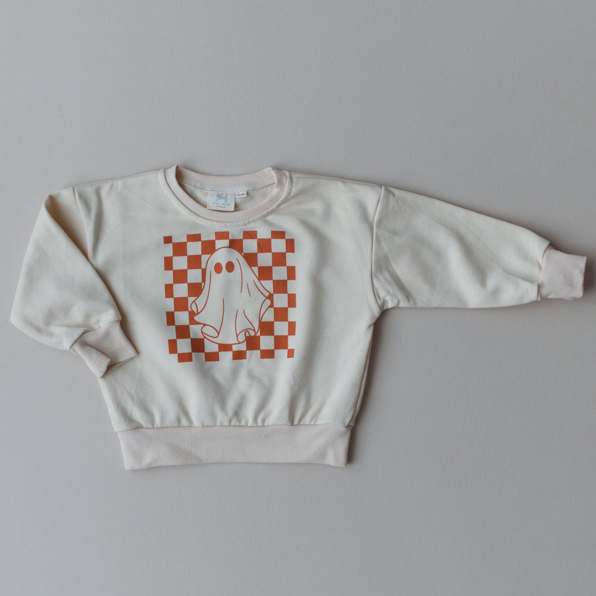 Checkered Ghost Kids Crewneck Sweatshirt