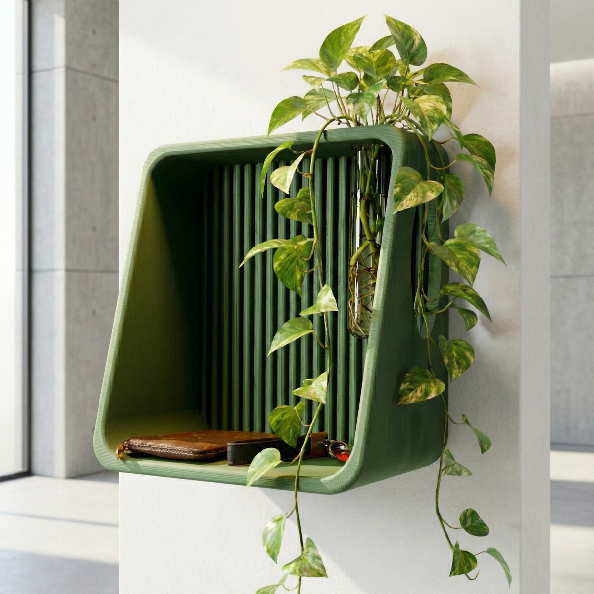 Modern Ribbed Floating Wall Shelf