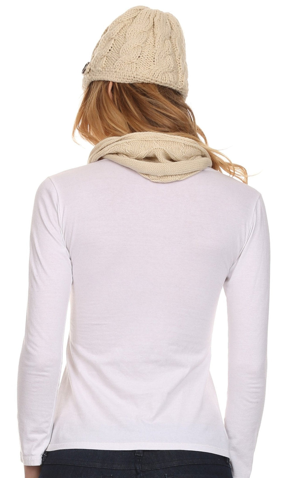 Sakkas Cable Knit Visor Beanie & Scarf Set