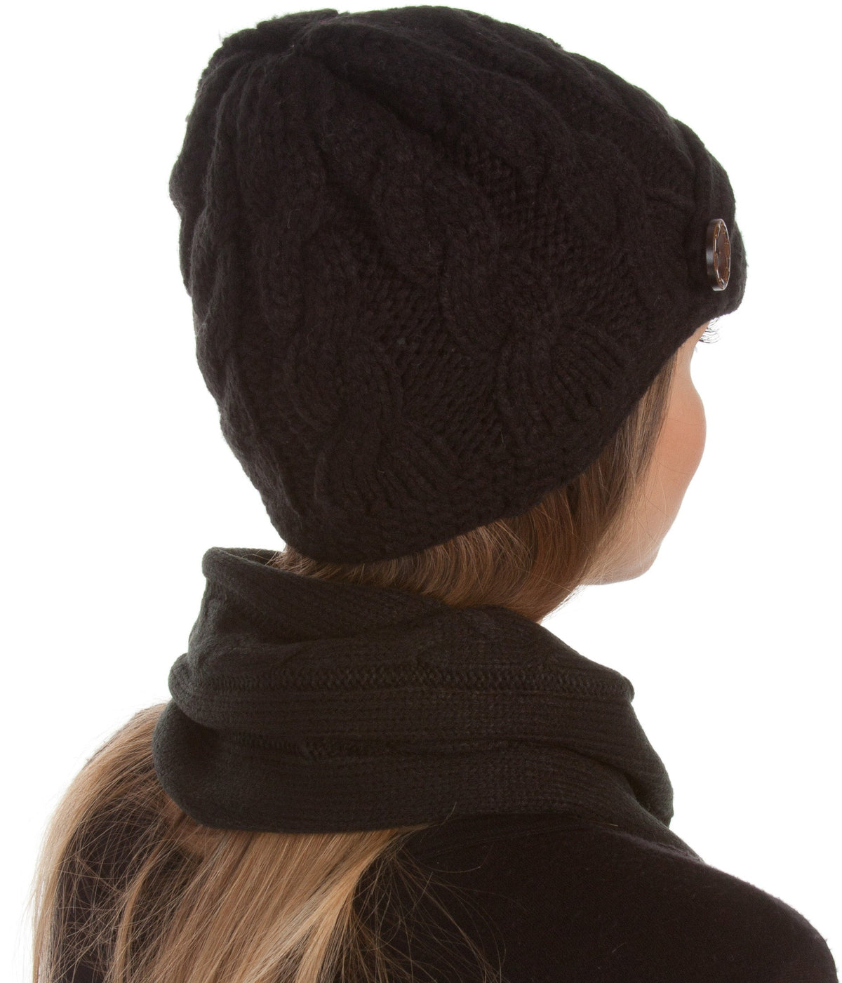 Sakkas Cable Knit Visor Beanie & Scarf Set