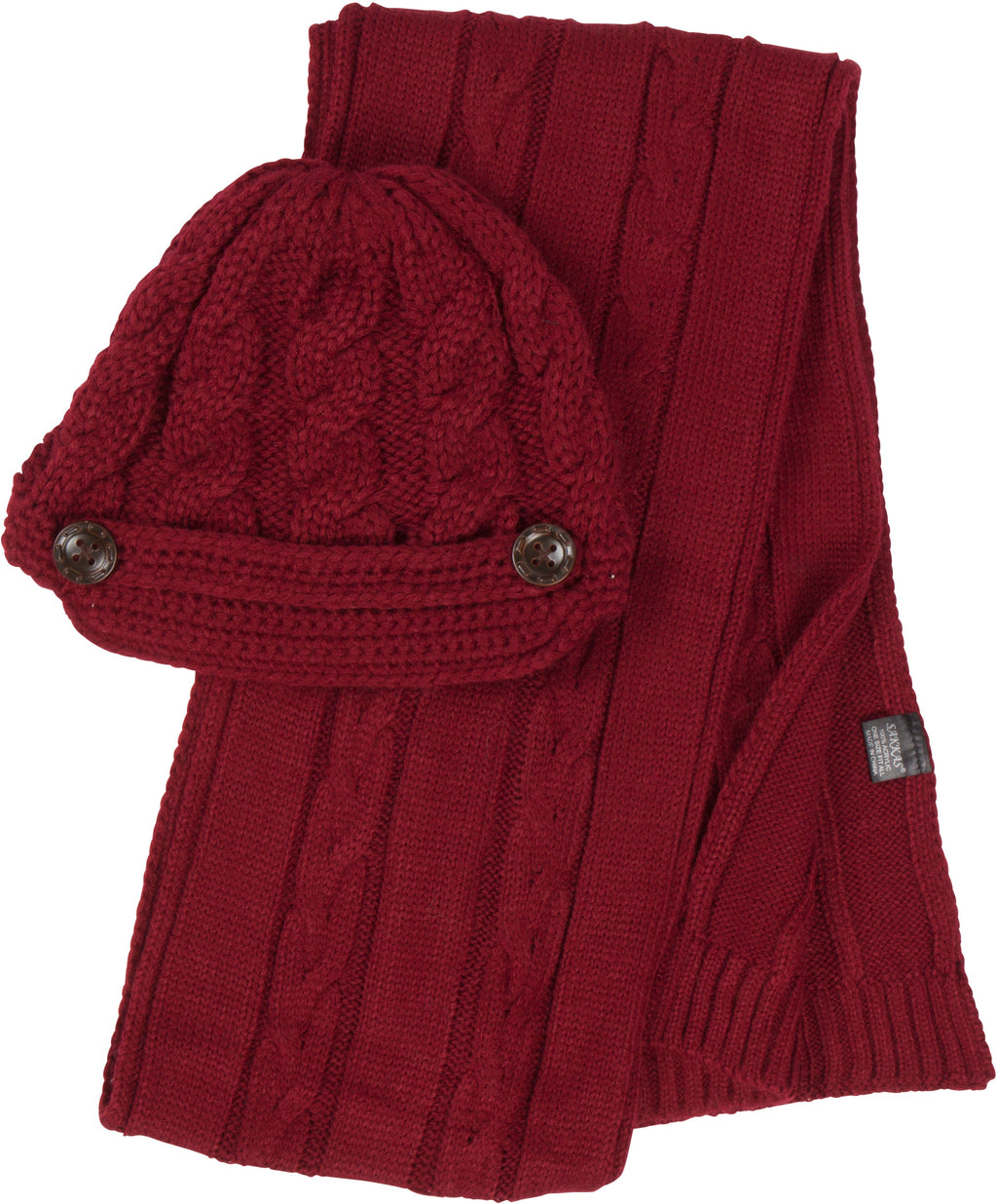 Sakkas Cable Knit Visor Beanie & Scarf Set
