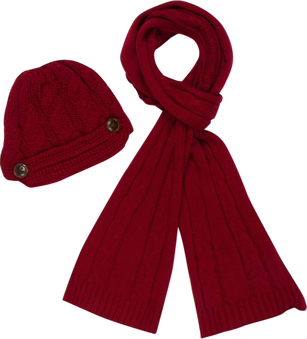 Sakkas Cable Knit Visor Beanie & Scarf Set