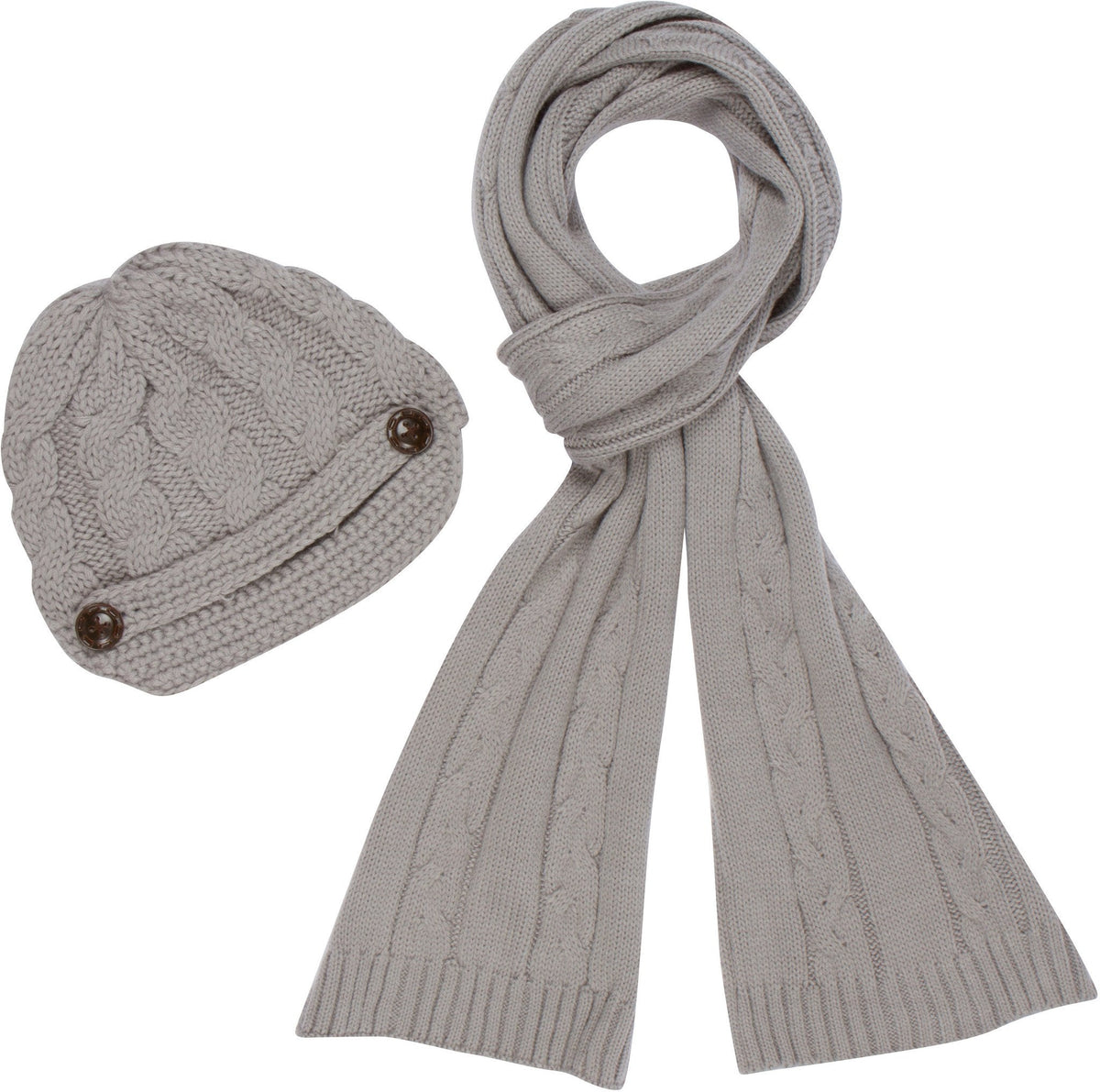 Sakkas Cable Knit Visor Beanie & Scarf Set