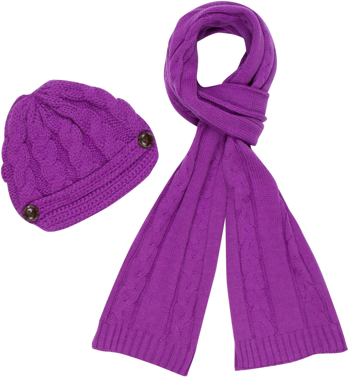 Sakkas Cable Knit Visor Beanie & Scarf Set