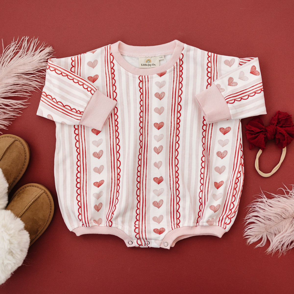 Laced with Love Plaid Heart Baby Sweatshirt Romper