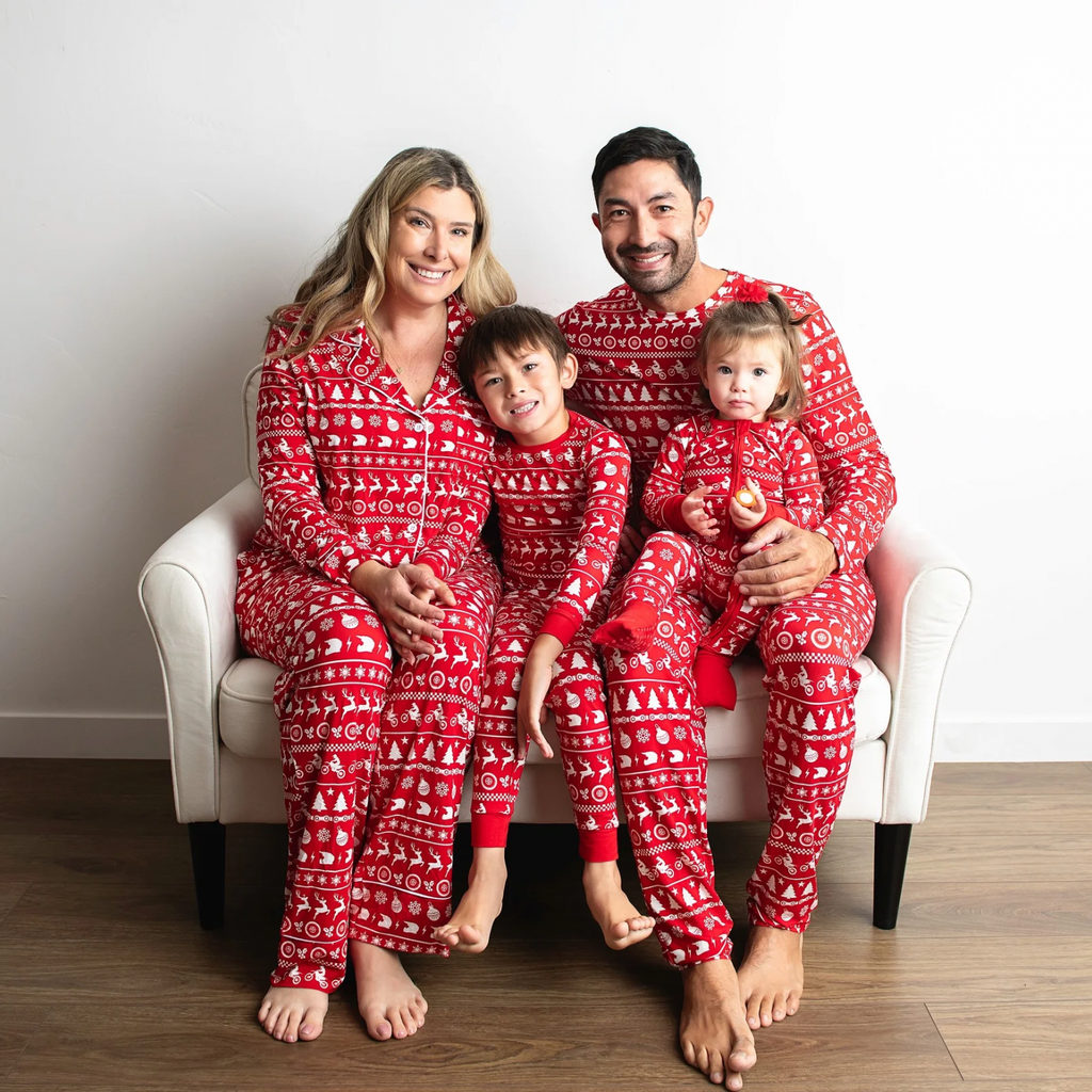 Women's Merry Moto Button-Up Bamboo Christmas Pajamas