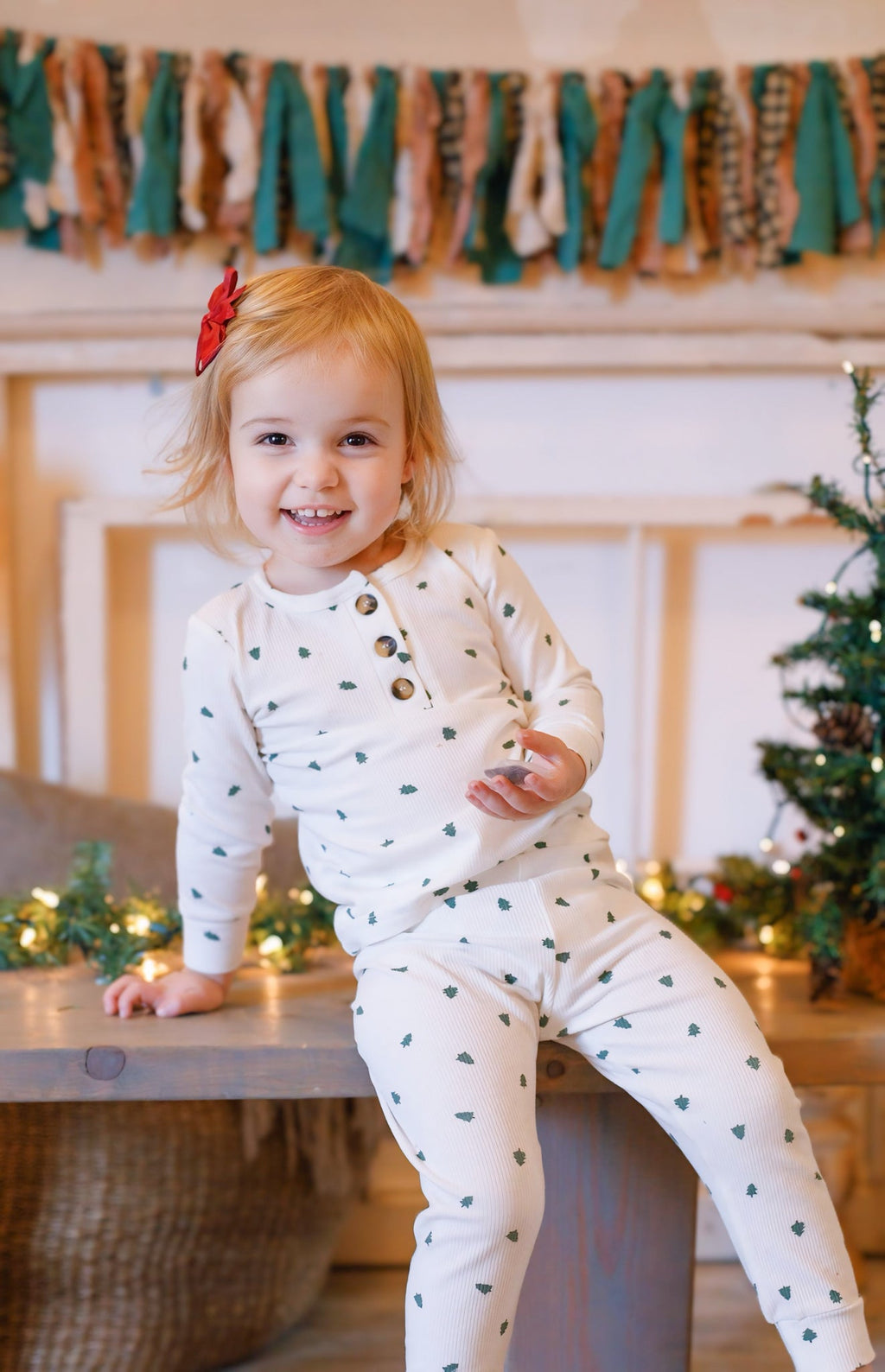 Tiny Trees Christmas Ribbed Bamboo 2pc Henley Pajamas