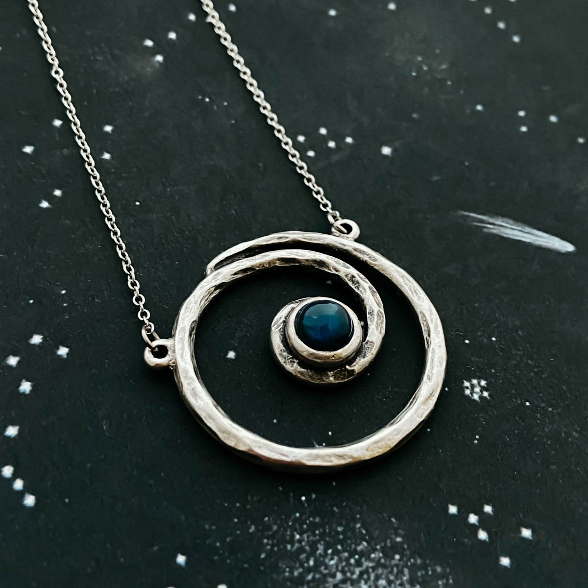 Milky Way Necklace - Spiral Silver Pendant with Labradorite