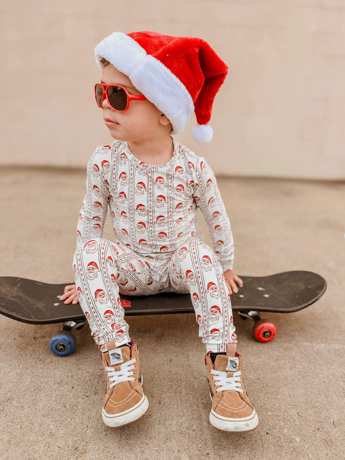 Kids' Vintage Santa Bamboo Christmas Pajama Set
