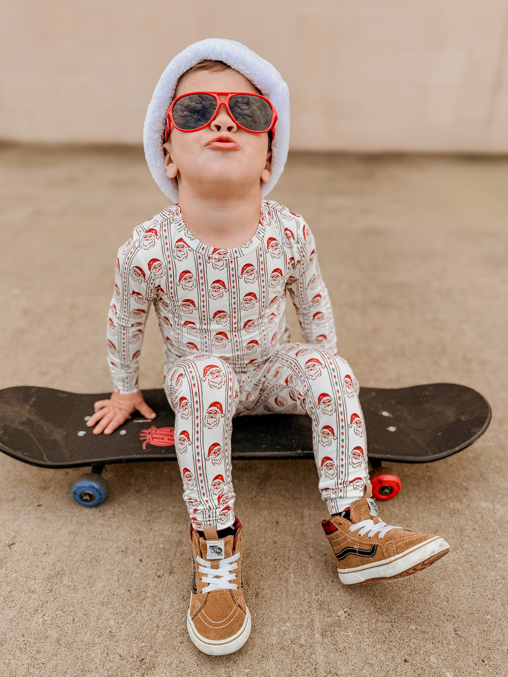 Kids' Vintage Santa Bamboo Christmas Pajama Set