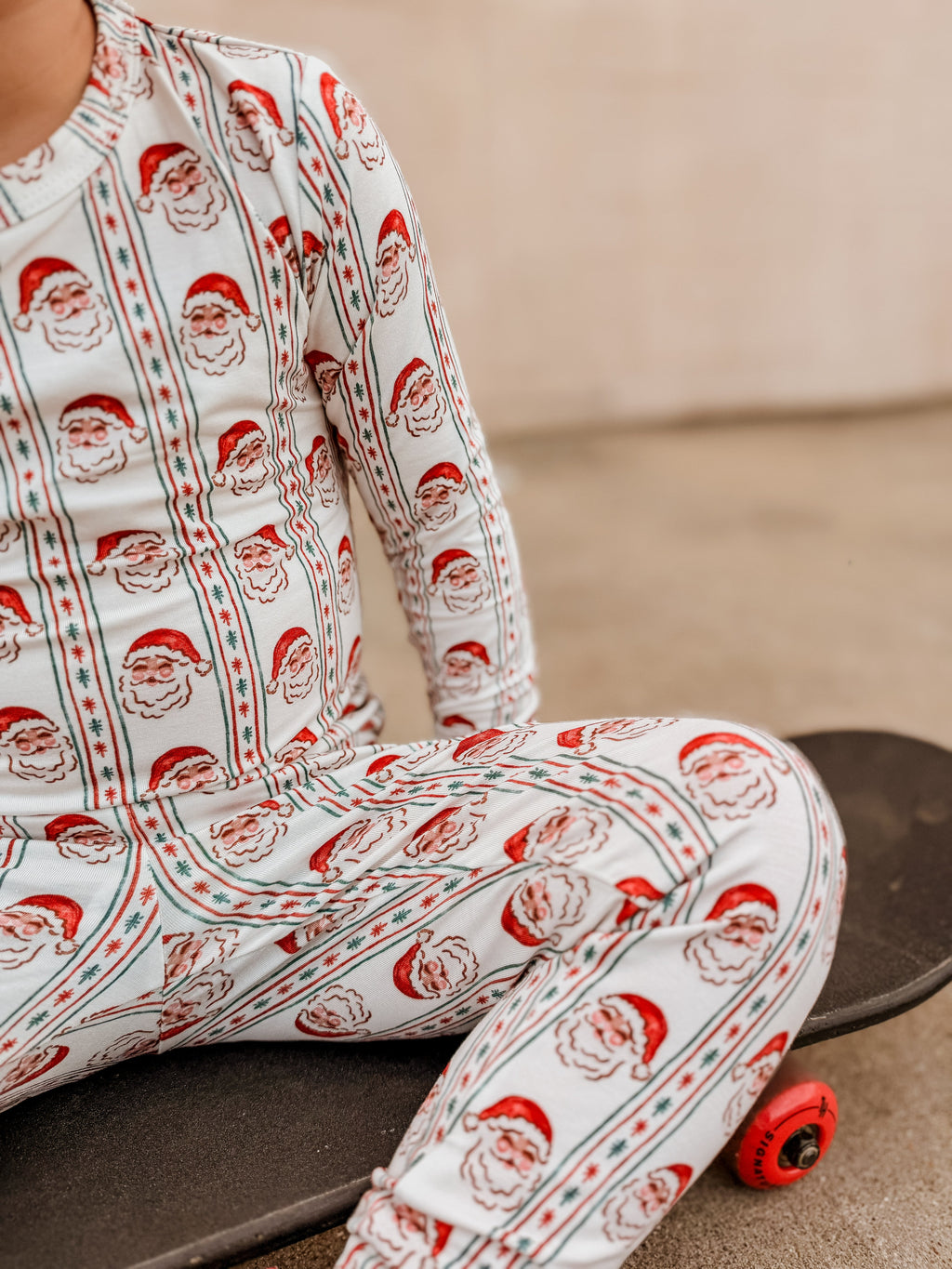 Kids' Vintage Santa Bamboo Christmas Pajama Set