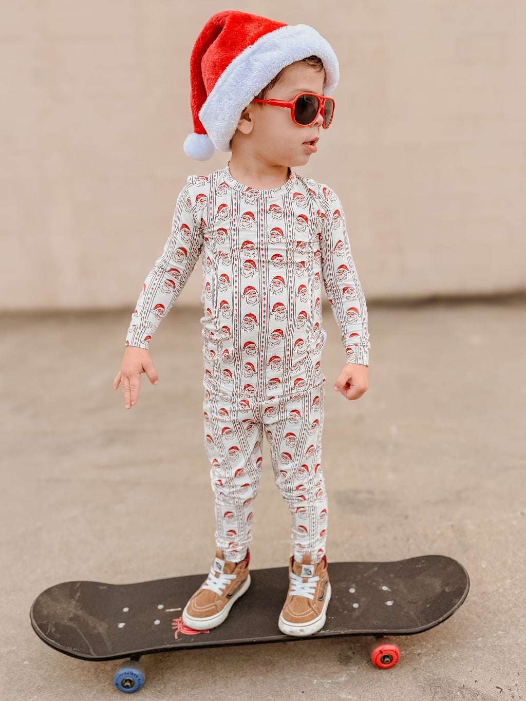 Kids' Vintage Santa Bamboo Christmas Pajama Set