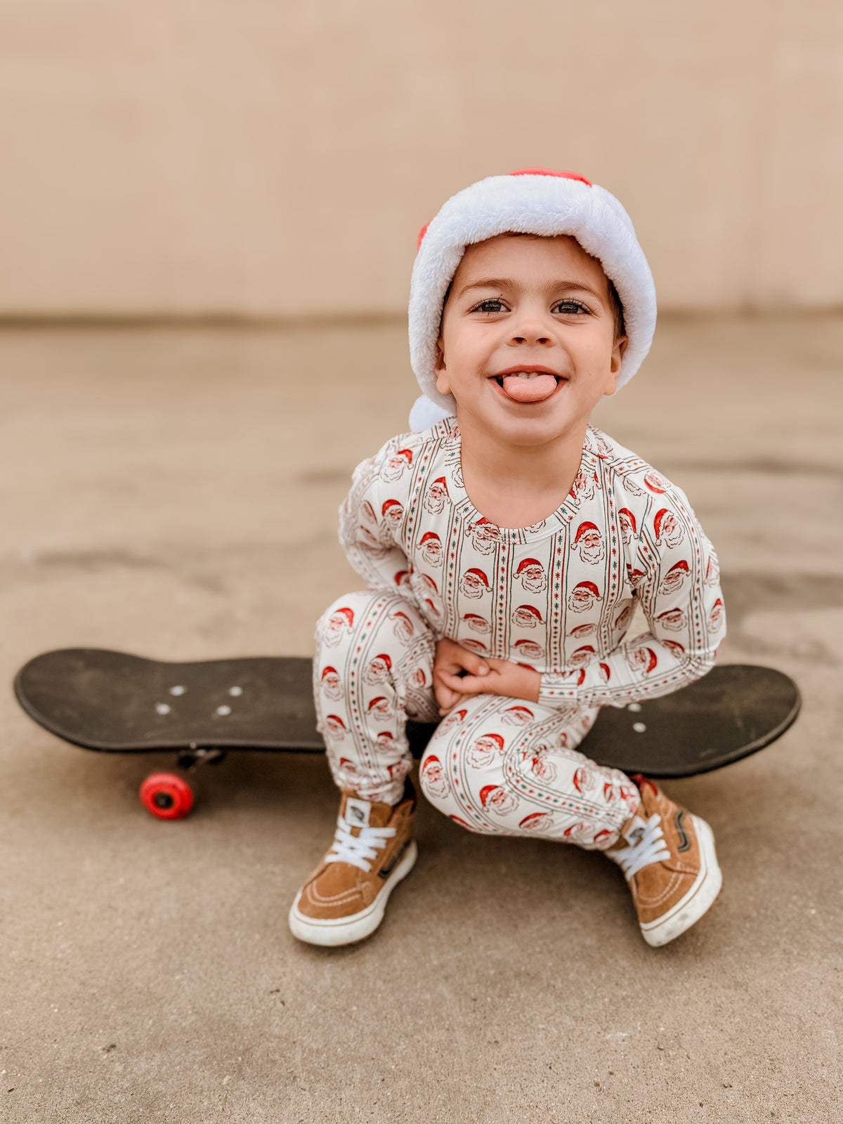Kids' Vintage Santa Bamboo Christmas Pajama Set