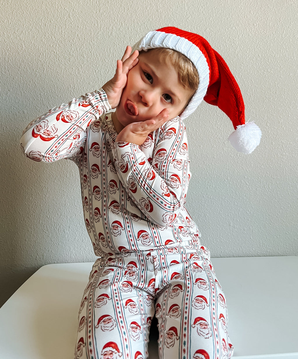 Kids' Vintage Santa Bamboo Christmas Pajama Set