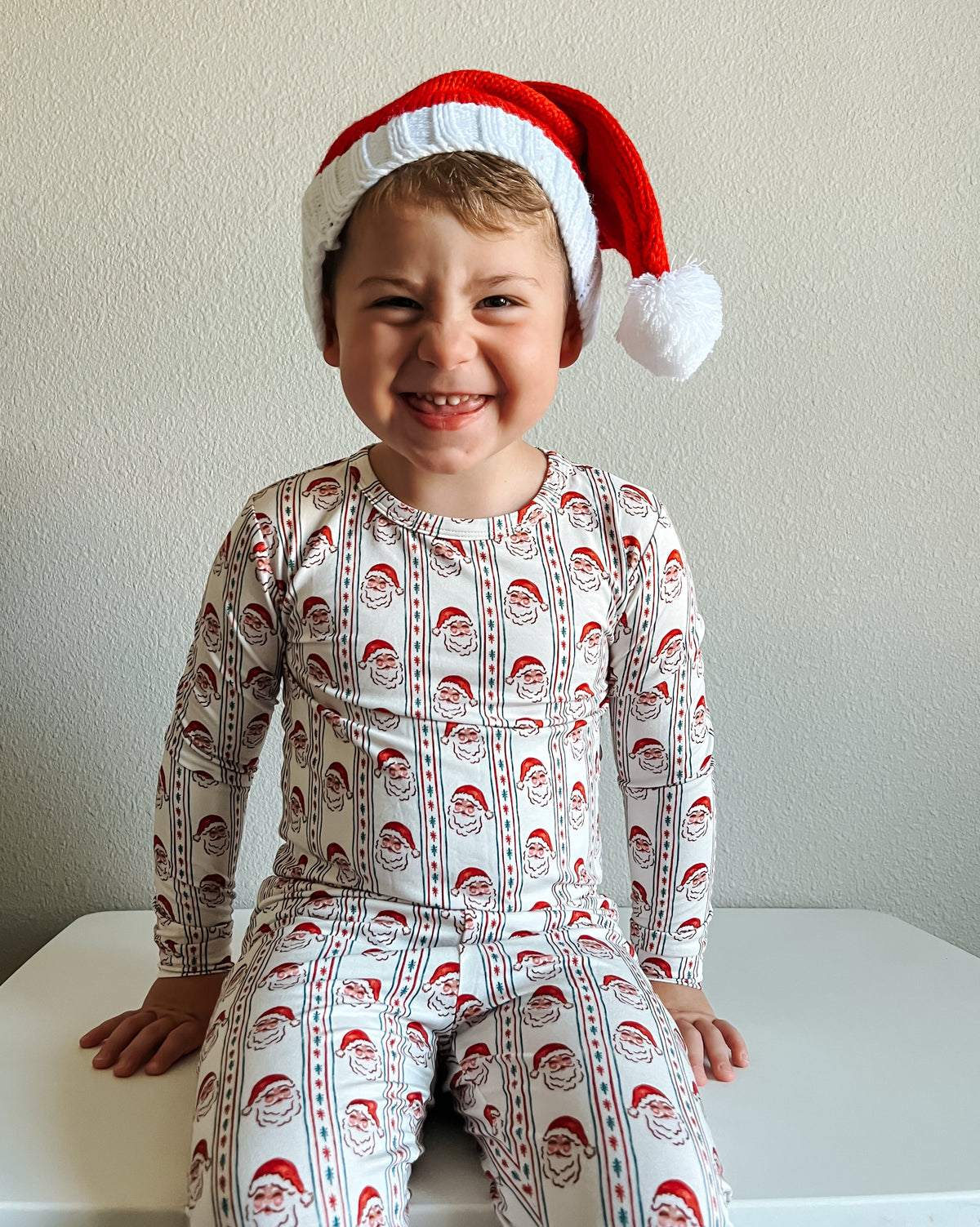 Kids' Vintage Santa Bamboo Christmas Pajama Set