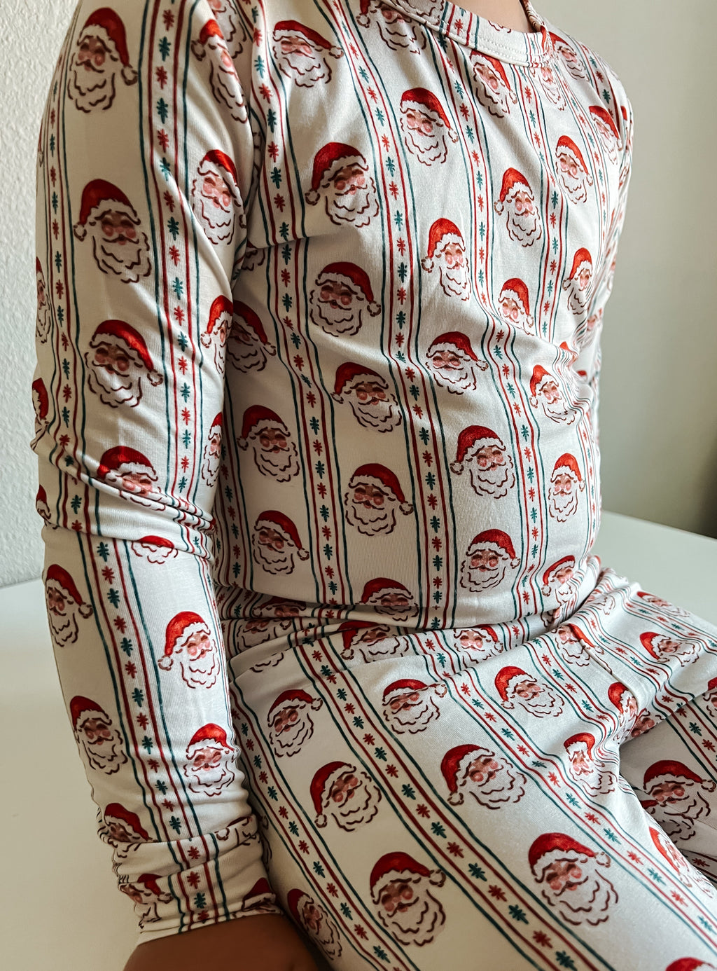 Kids' Vintage Santa Bamboo Christmas Pajama Set
