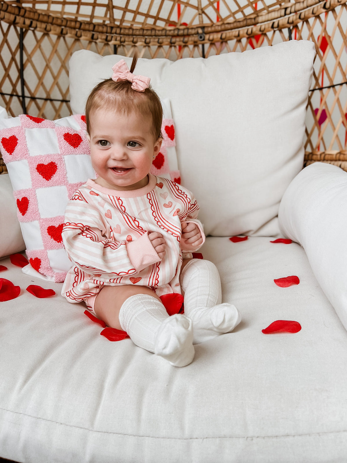Laced with Love Plaid Heart Baby Sweatshirt Romper