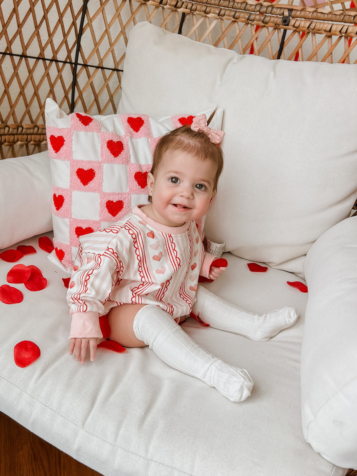 Laced with Love Plaid Heart Baby Sweatshirt Romper