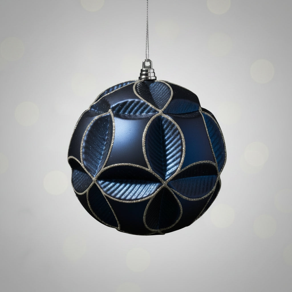 Blue Clover Glitter Ball Christmas Ornament