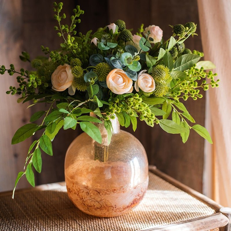 Hand-Blown Amber Bubble Glass Bud Vase | Small & Large