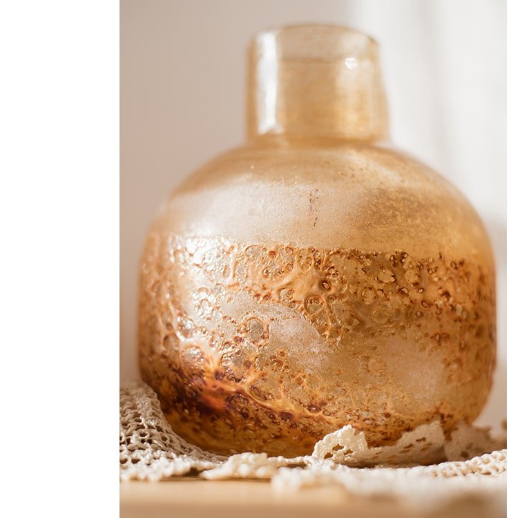 Hand-Blown Amber Bubble Glass Bud Vase | Small & Large