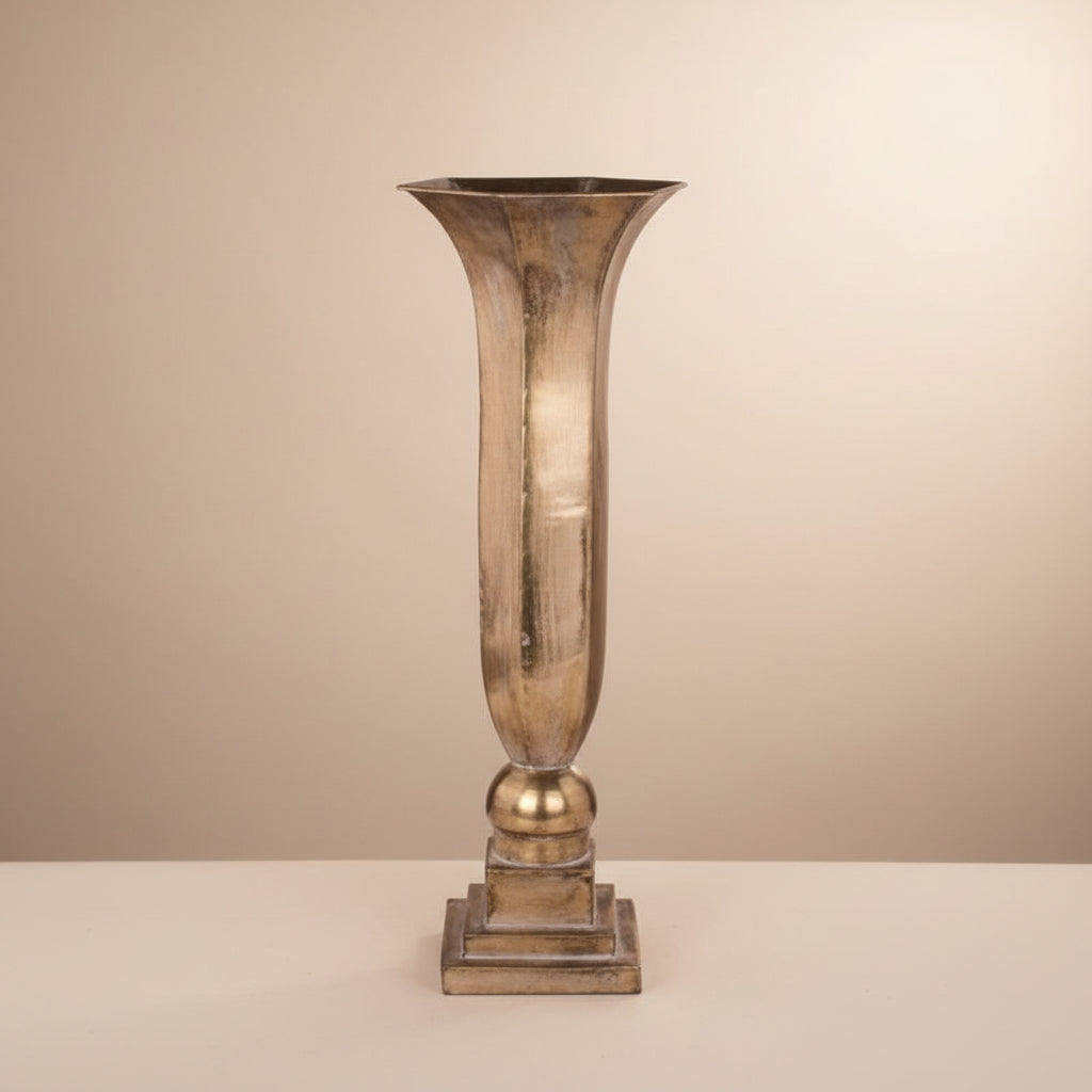 Antique Gold Hexagon Footed Tin Vase