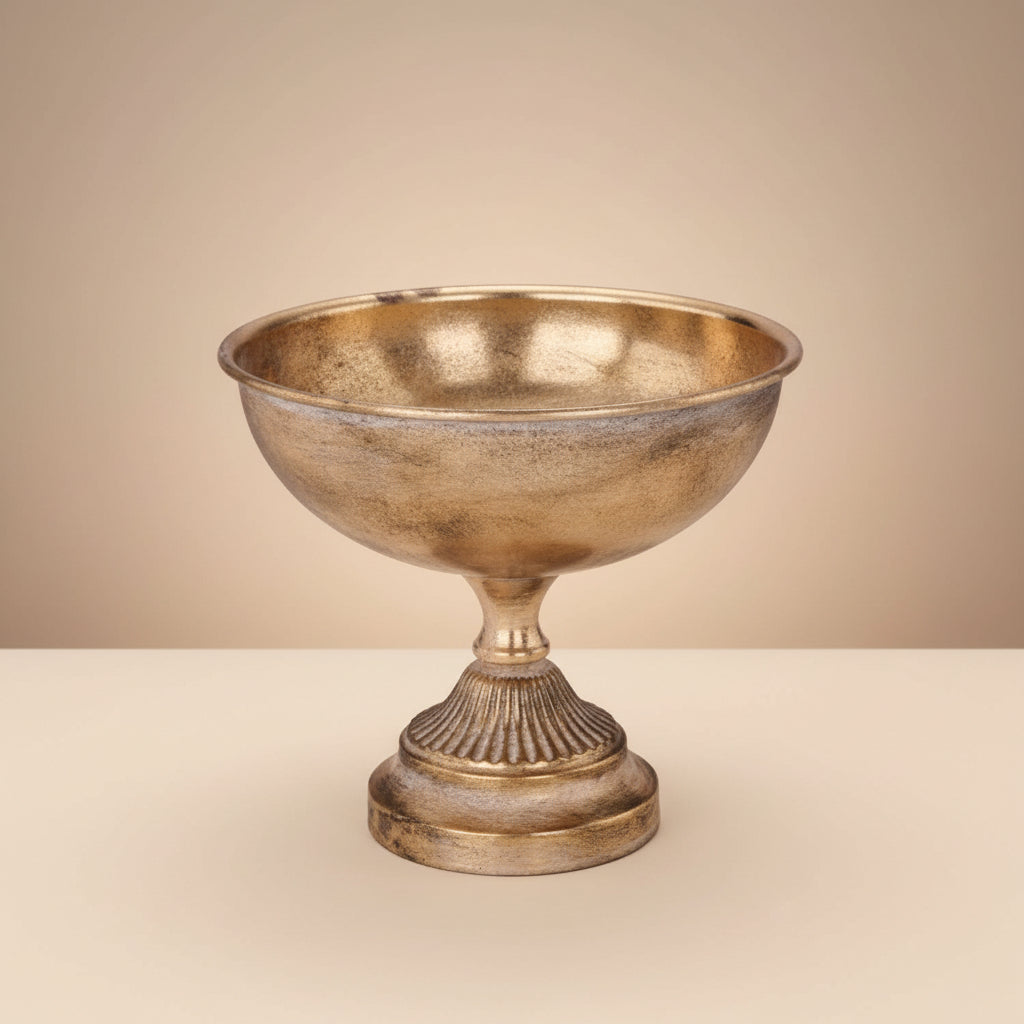 Antique Gold Footed Tin Compote Bowl