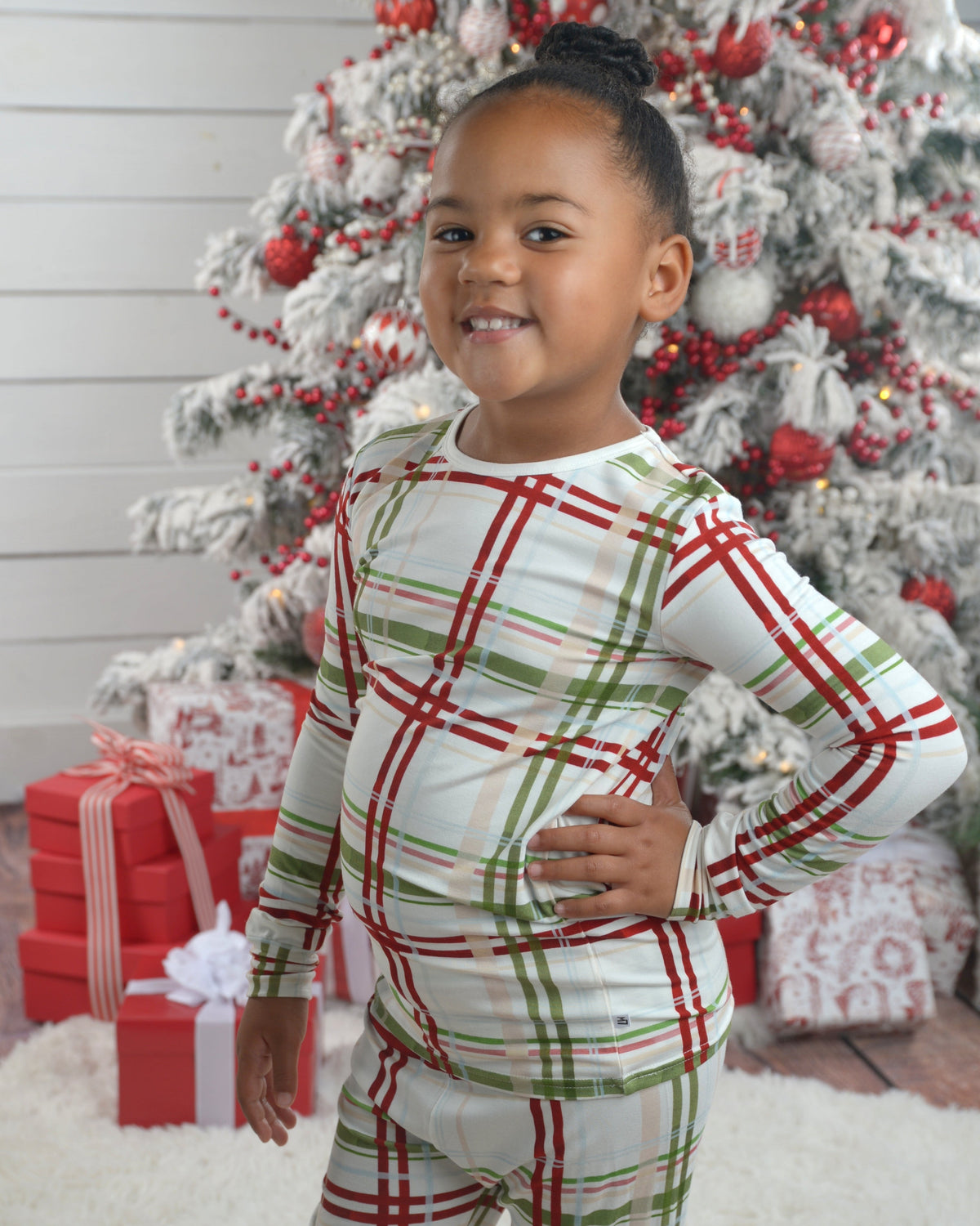 Kids Plaid Christmas Bamboo Pajamas – 2 Piece Set