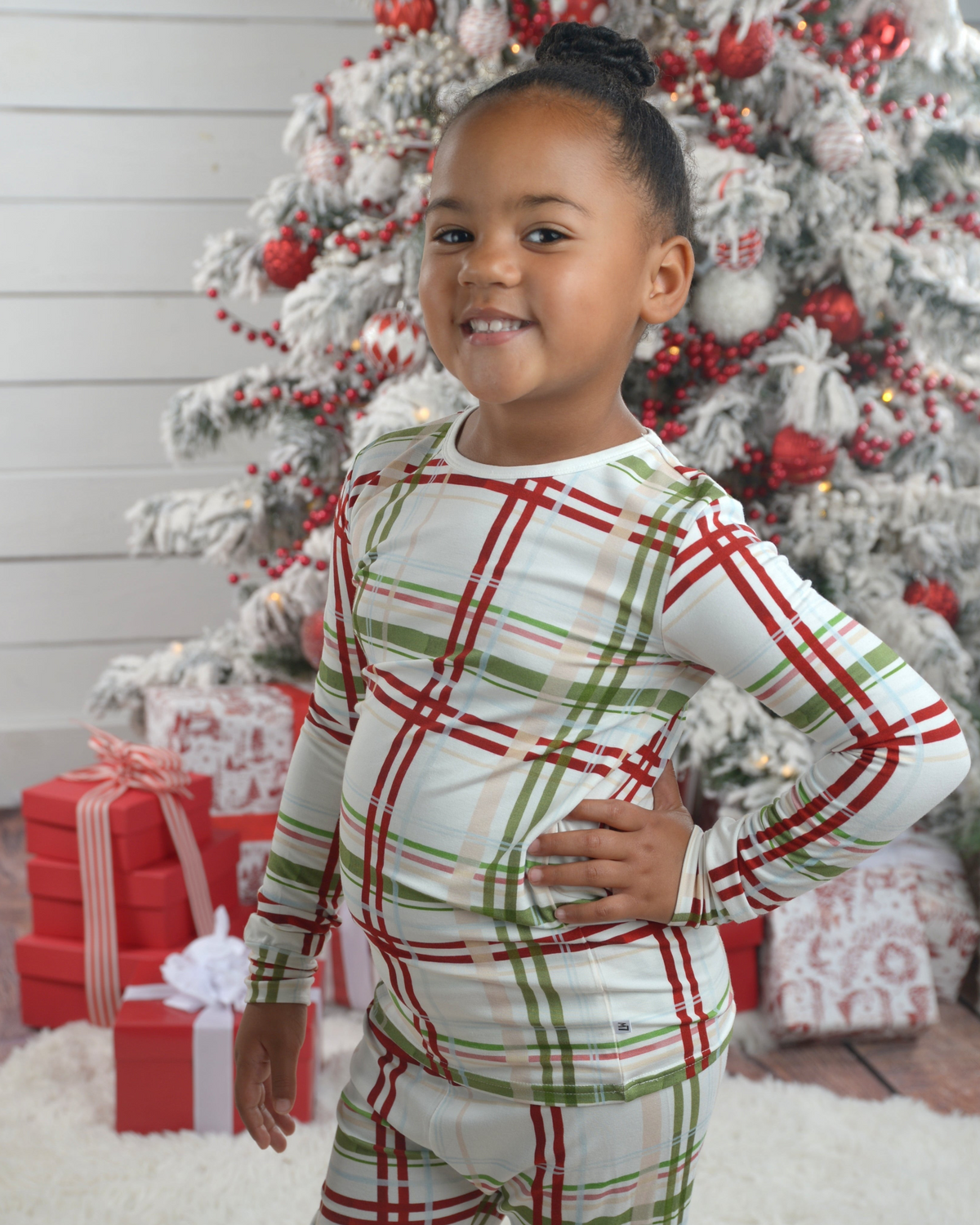 Kids Plaid Christmas Bamboo Pajamas – 2 Piece Set