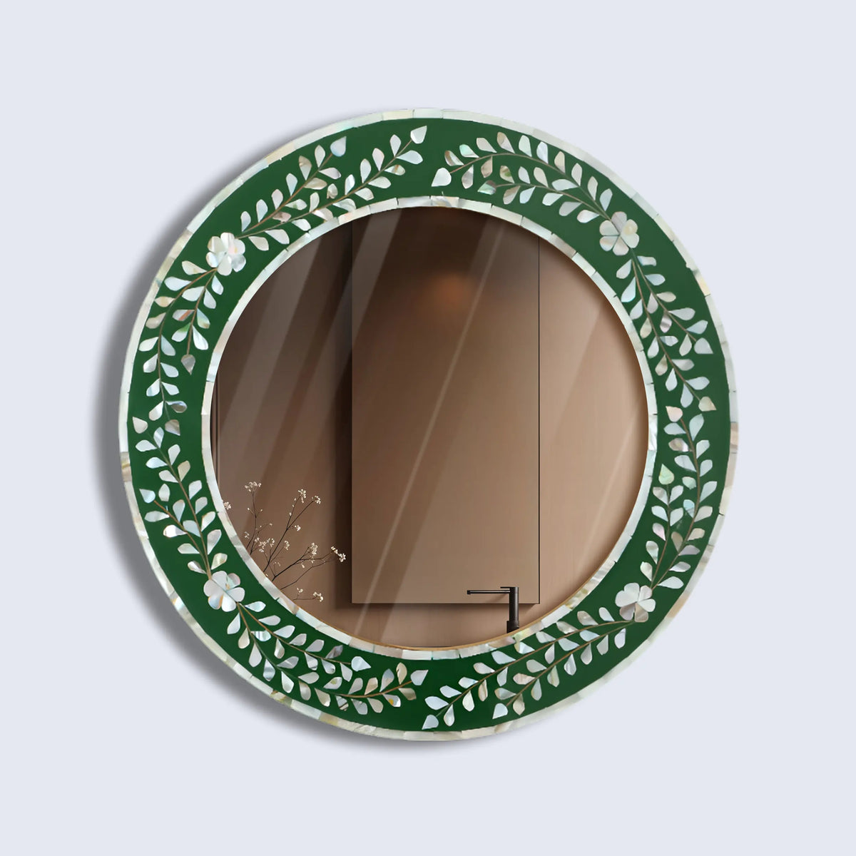 Alhambra Mother of Pearl Round Wall Mirror | 12" | Made to Order