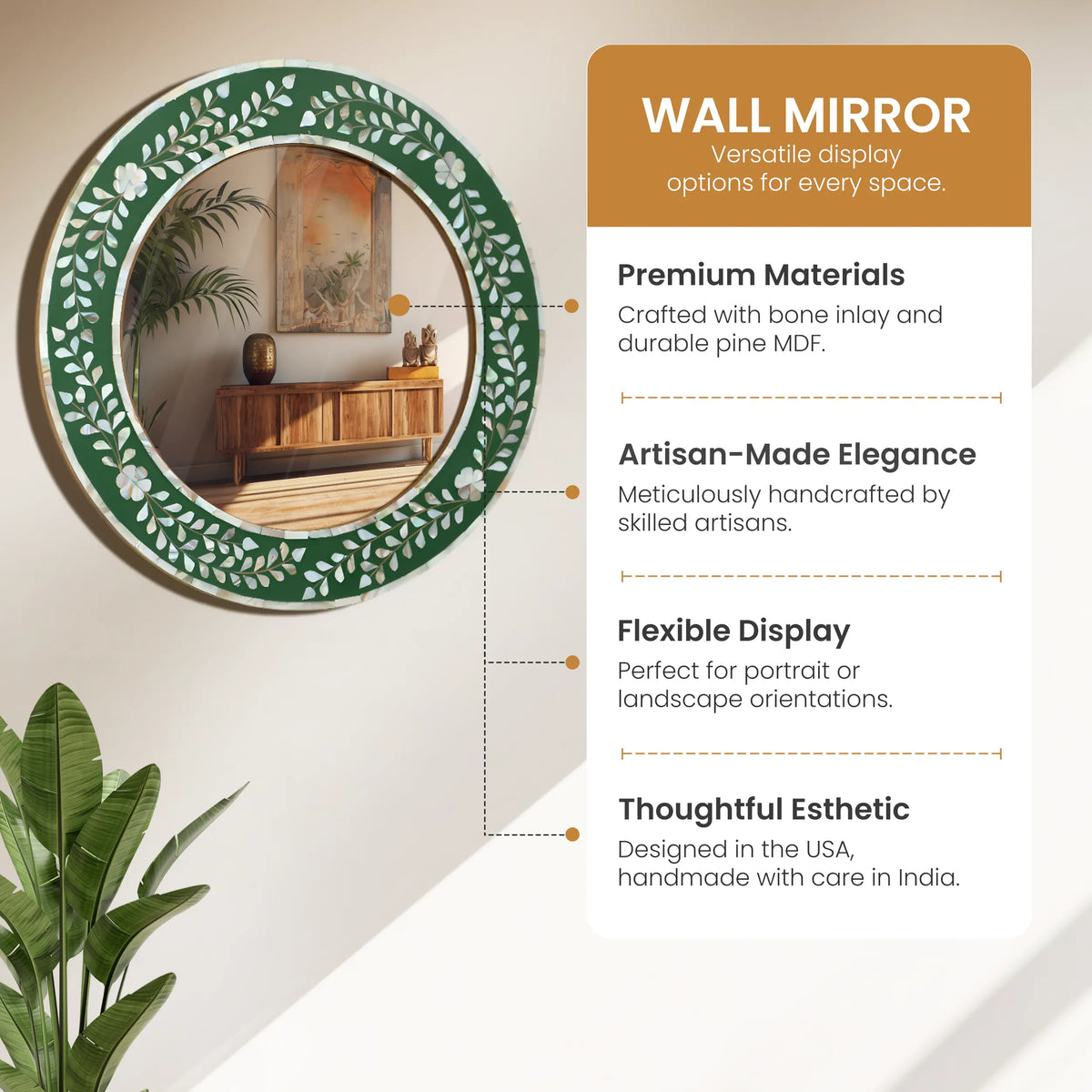 Alhambra Mother of Pearl Round Wall Mirror | 12" | Made to Order