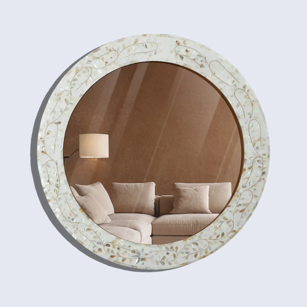 Alhambra Mother of Pearl Round Wall Mirror | 22" | Made to Order