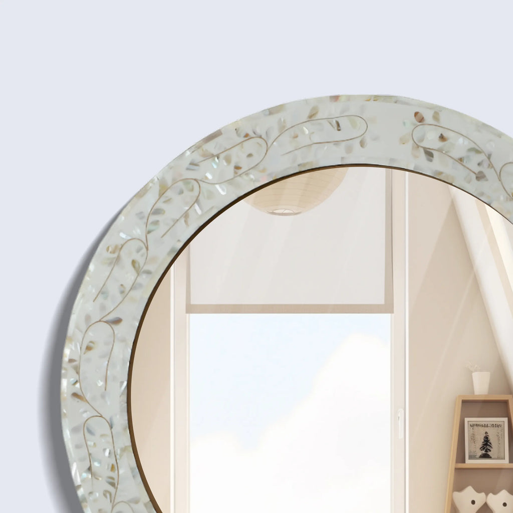 Alhambra Mother of Pearl Round Wall Mirror | 22" | Made to Order