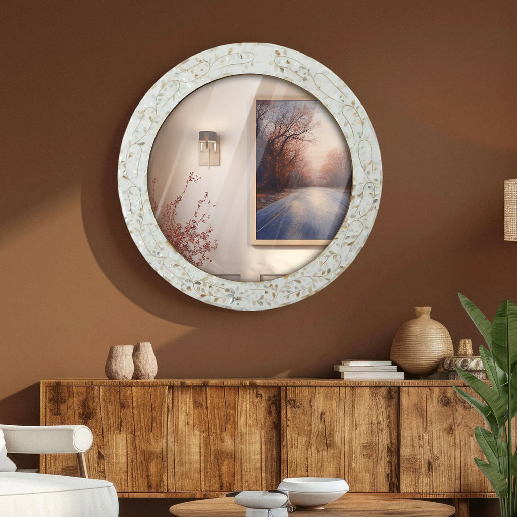 Alhambra Mother of Pearl Round Wall Mirror | 22" | Made to Order
