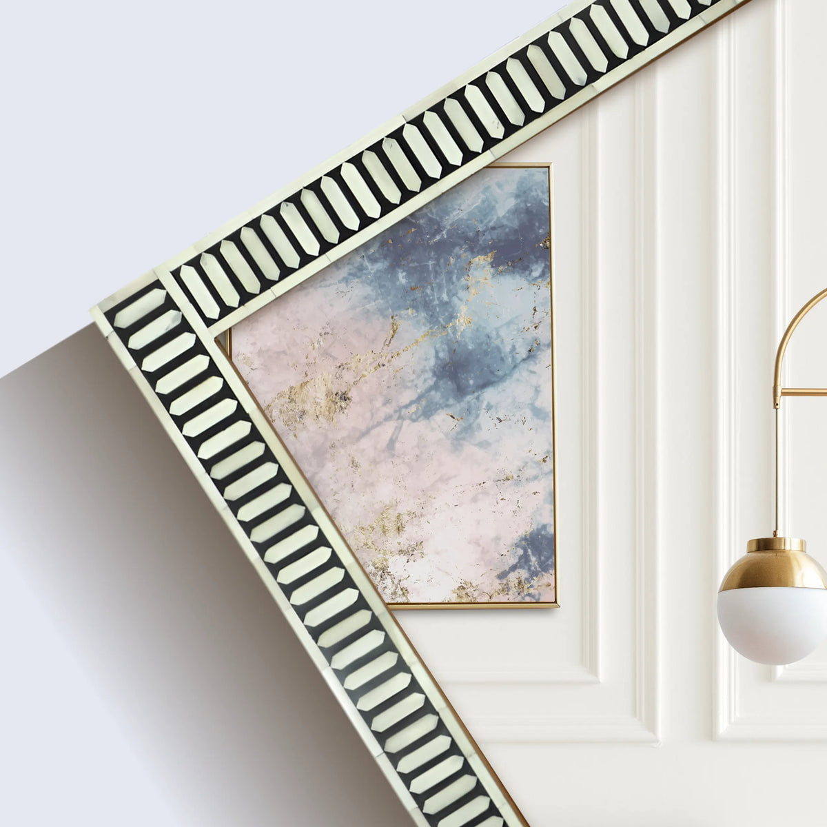 Black & White Bone Resin Inlay Wall Mirror | 40x30 | Made to Order