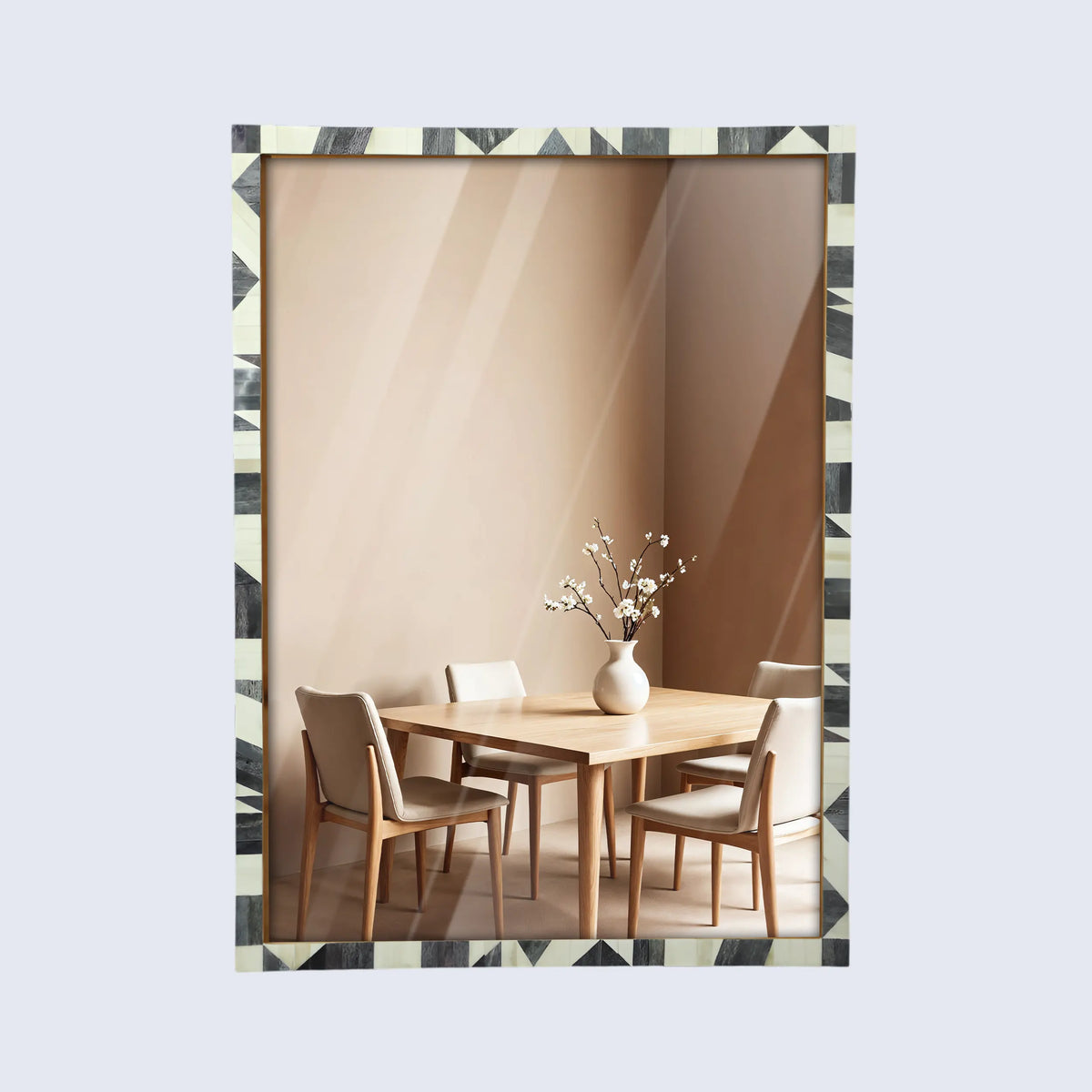 Geometric Bone Inlay Wall Mirror | 38x28 | Made to Order